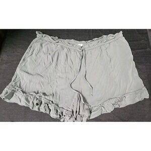 Candace Cameron Bure 2XP Petite Ruffle Waist Hem Shorts Lounge‎ Ash Olive